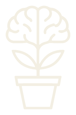 Gehirn als Pflanze im Blumentopf, das Logo von Psychologische Beratung by Dane A.